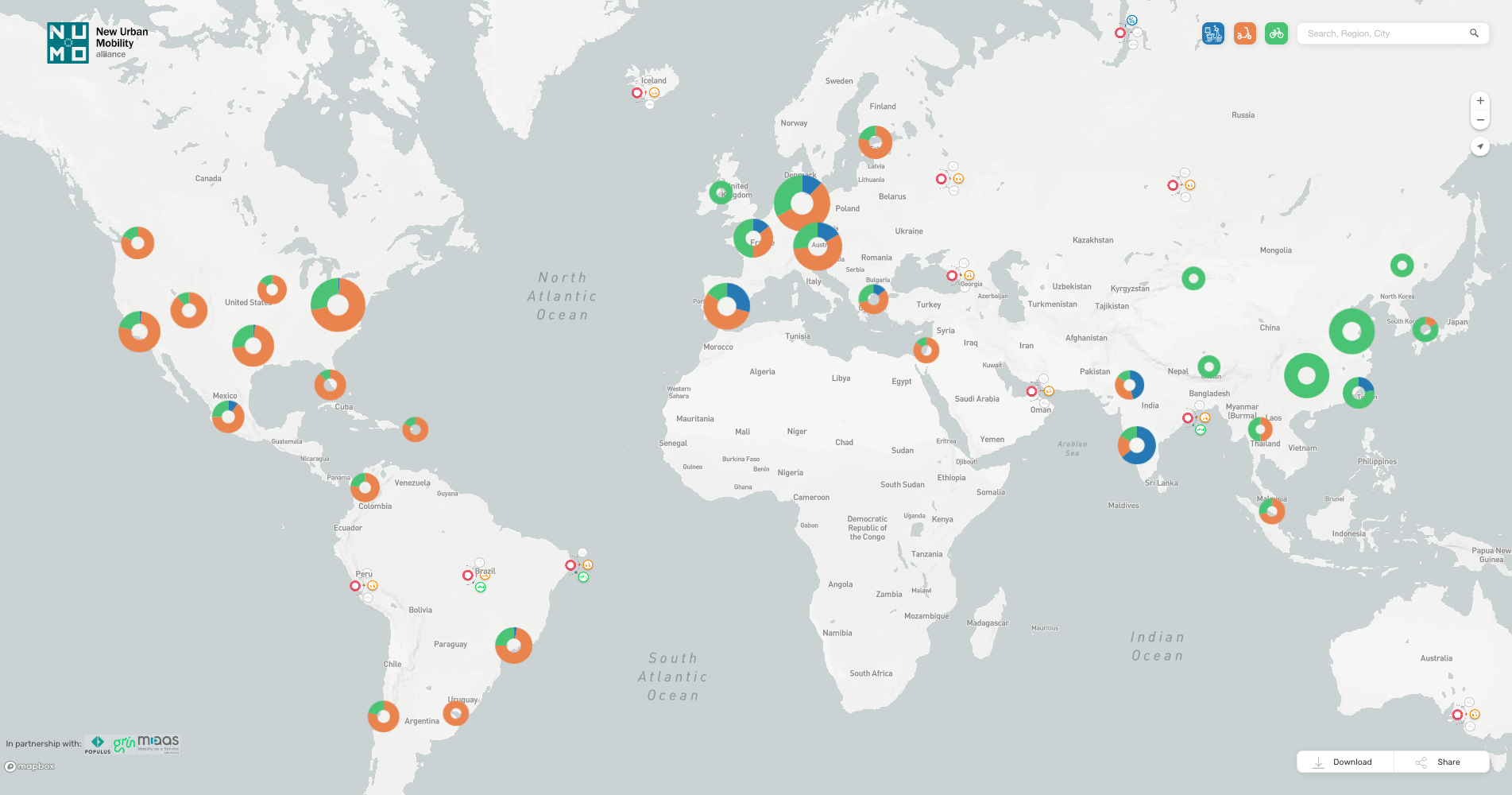 The NUMO New Mobility Atlas is an extensive platform mapping the proliferation of new mobility in cities around the world.