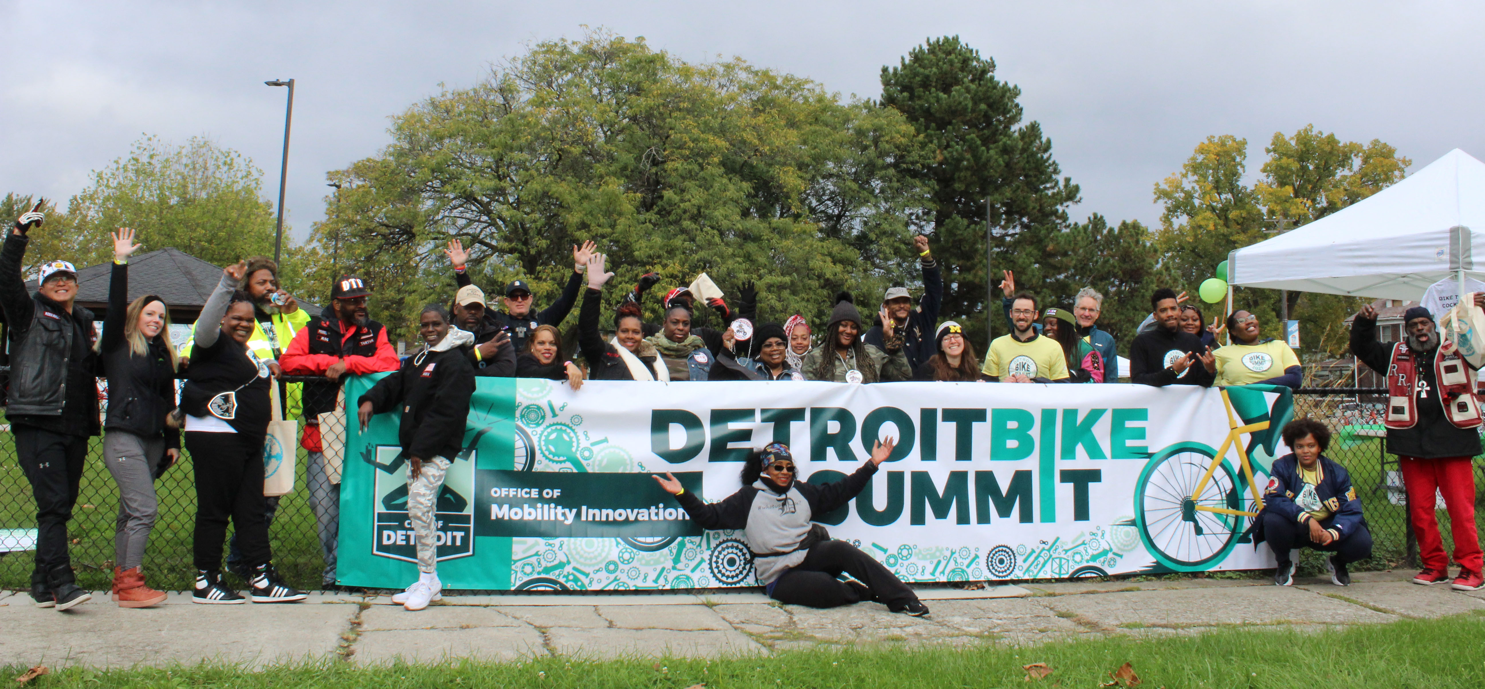 Cyclists and staff from the Office of Mobility Innovation at the first Detroit Bike Summit