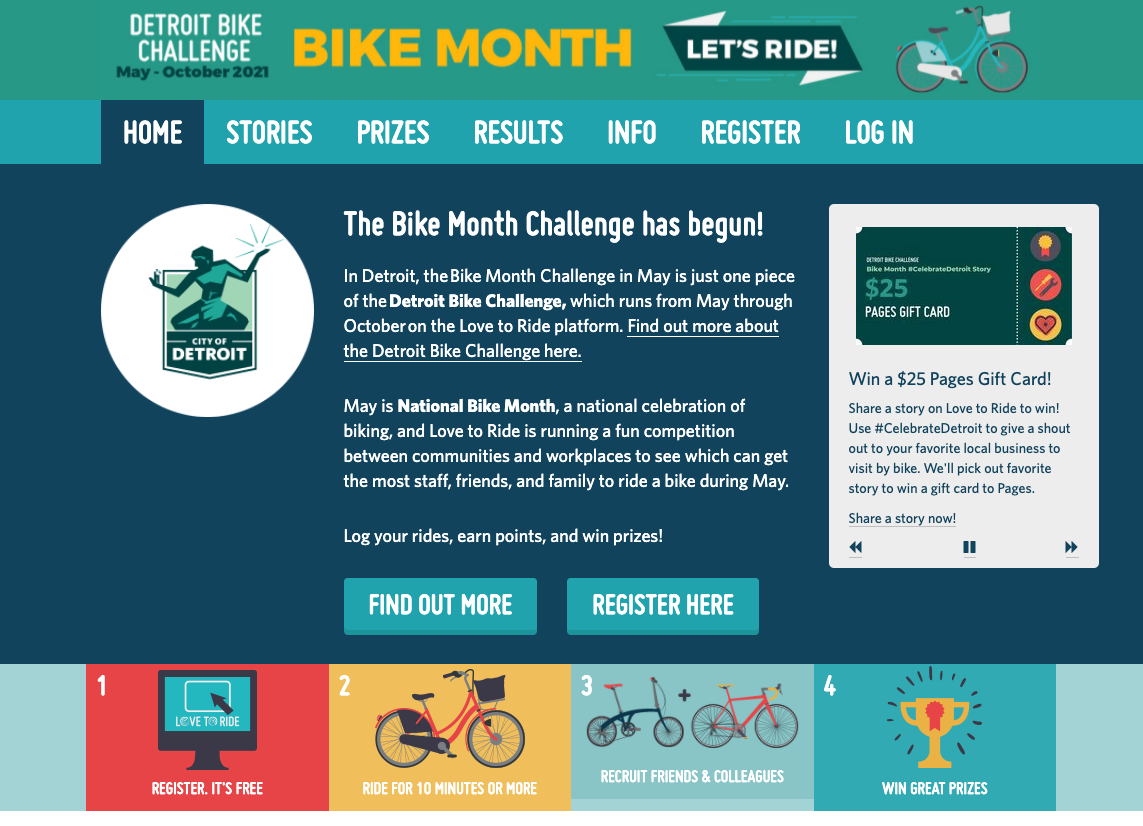 The Love to Ride platform during the Detroit Bike Challenge