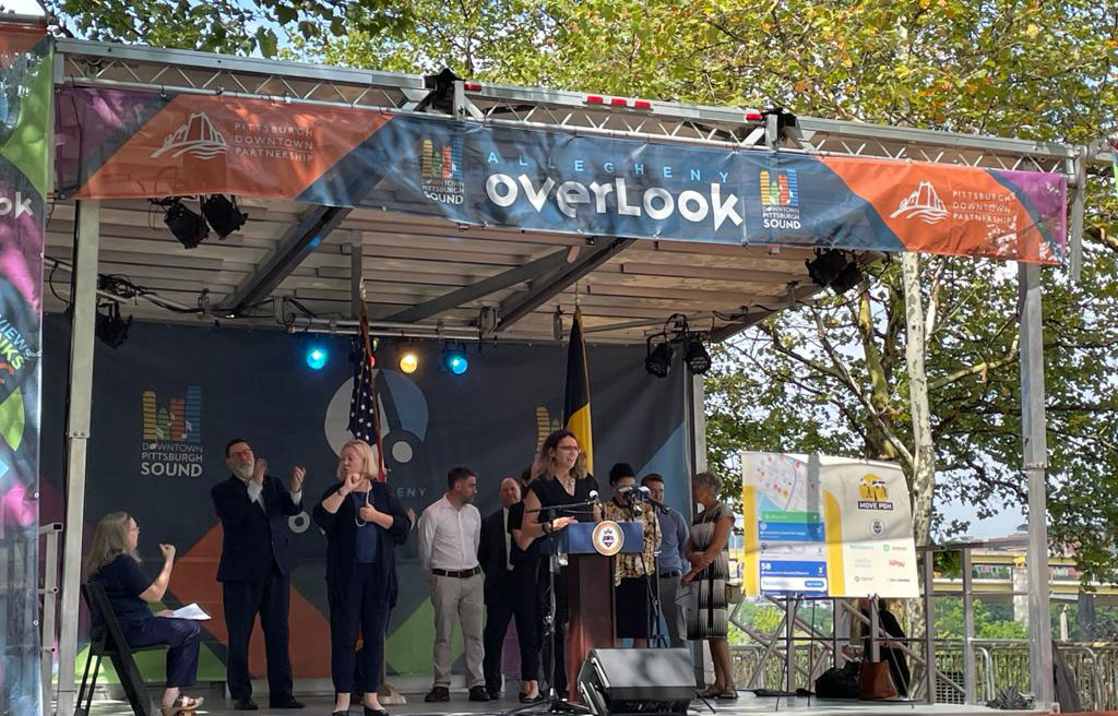 The July 2021 launch of the Move PGH equitable mobility pilot. (Photo: Shafaq Choudry, NUMO)