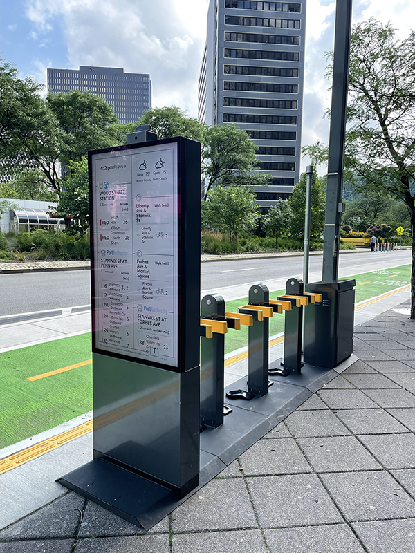 One of the mobility hubs that are part of the Move PGH mobility hub pilot in Pittsburgh, Pennsylvania